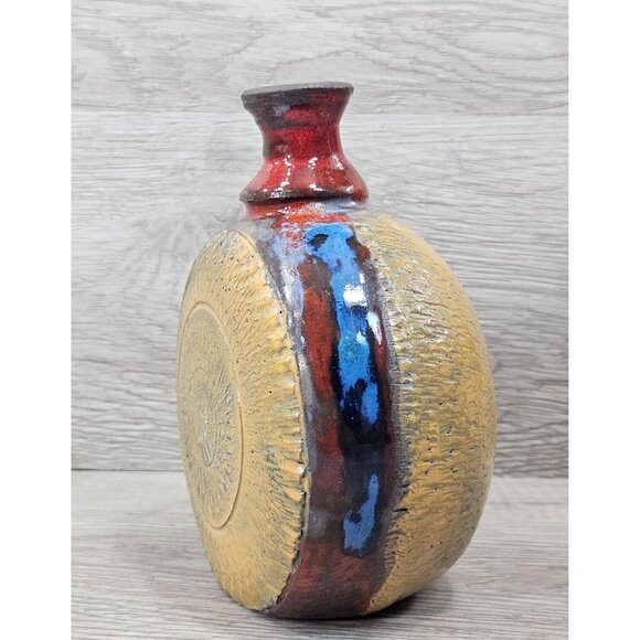 Vintage Pottery Vase Ceramic Abstarct Art Handmade Pot 6" Home Room Decor Gift - Picture 7 of 16